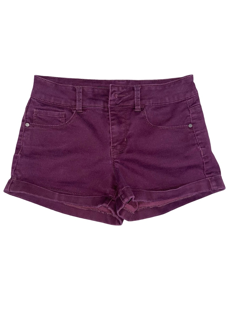 Tinseltown Plum Denim Cuffed Jean Shorts